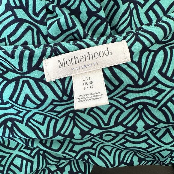 Motherhood Maternity Wrap Dress Green Celtic Pattern Large - Picture 2 of 5